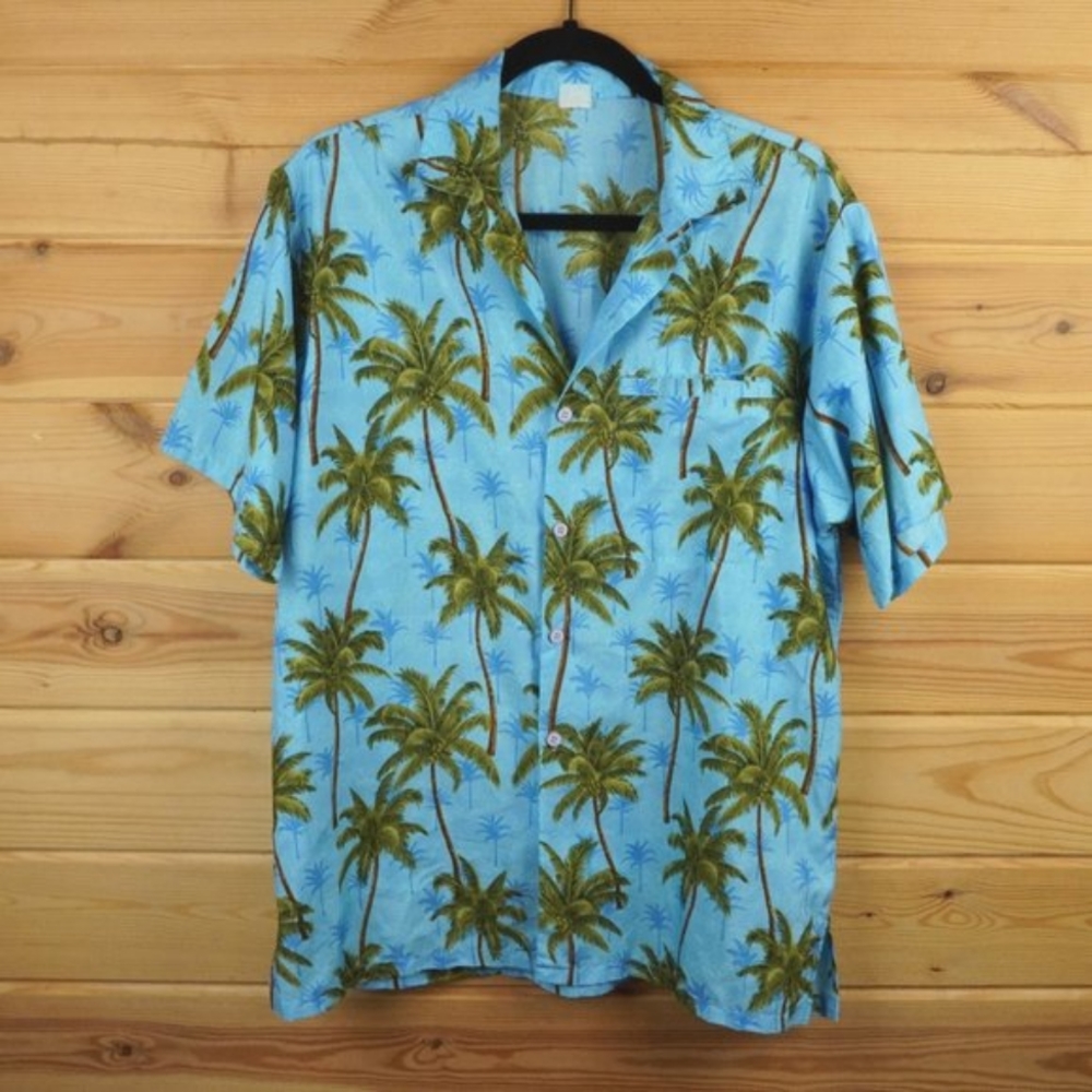 Light Blue Palm Tree Tropical Hawaiian Shirt